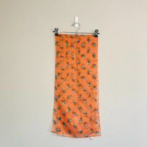 🌿 Olivia G. | Orange Scarf w/ Blue Flowers